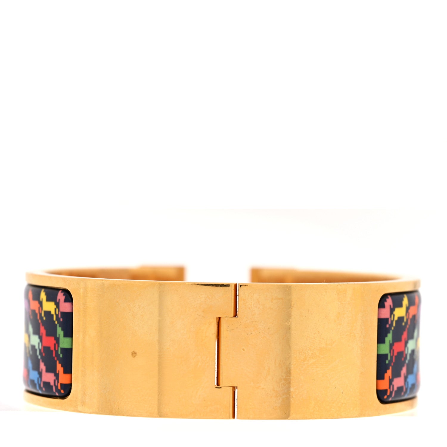 HERMES エルメス　ゴルチエ Hermes Enamel Cheval Pixel Narrow Clic Clac H Bracelet PM Indigo