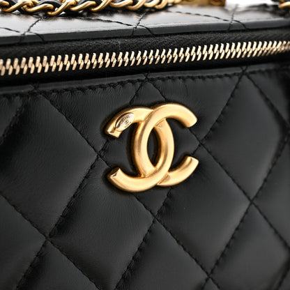 Chanel Calfskin Quilted Perfect Fit Vanity Case With Chain Black 12 of 13