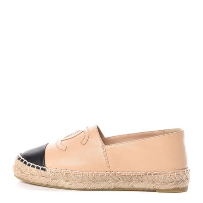 Chanel Lambskin CC Espadrilles 35 Beige Black 1 of 10