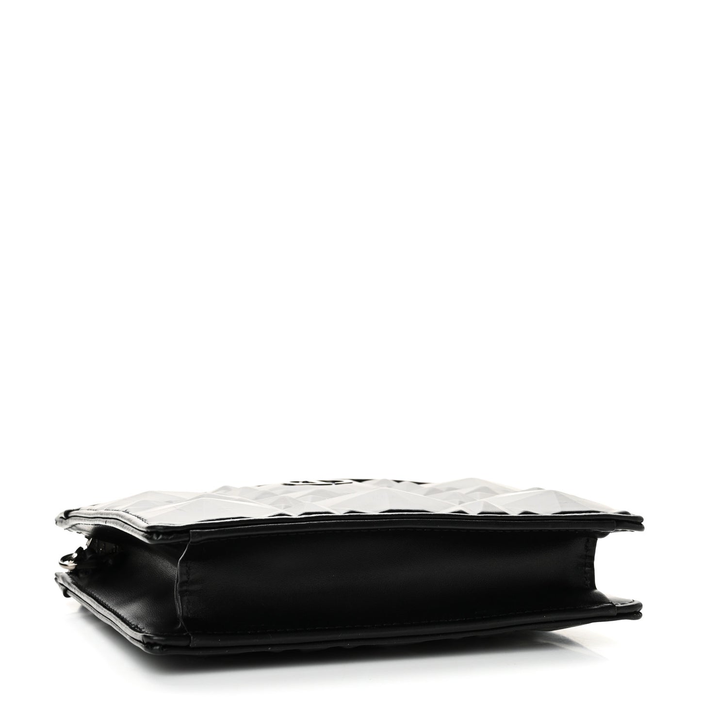 Calfskin Macrocannage Diamond Caro Zipped Pouch With Chain Black