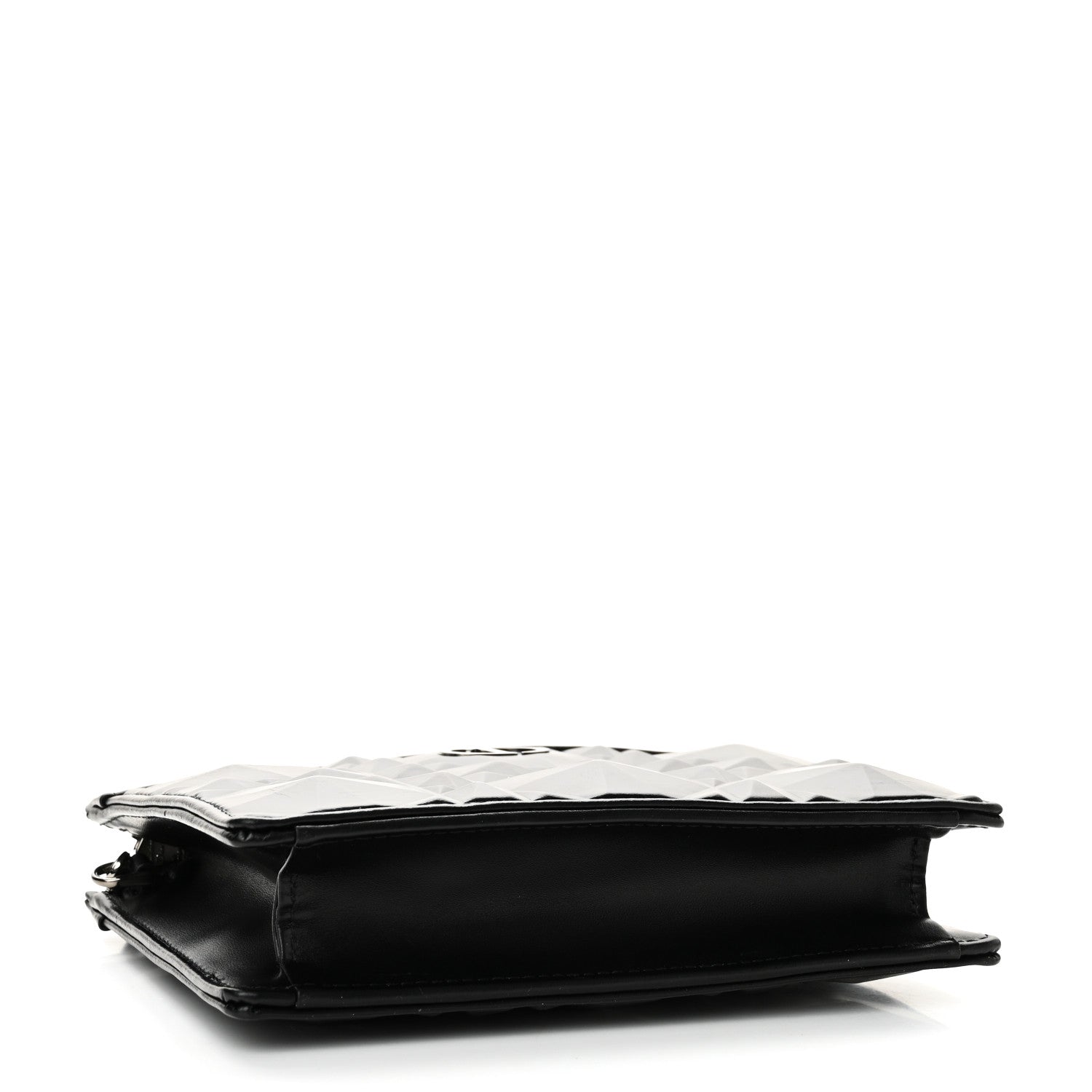 Christian Dior Calfskin Macrocannage Diamond Caro Zipped Pouch With Chain Black 4 of 10