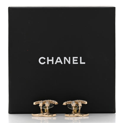 Chanel Metal Crystal Bead CC Earrings Gold 6 of 6