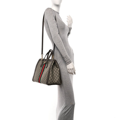 Gucci GG Supreme Monogram Web Medium Ophidia Tote Bag Brown 2 of 10
