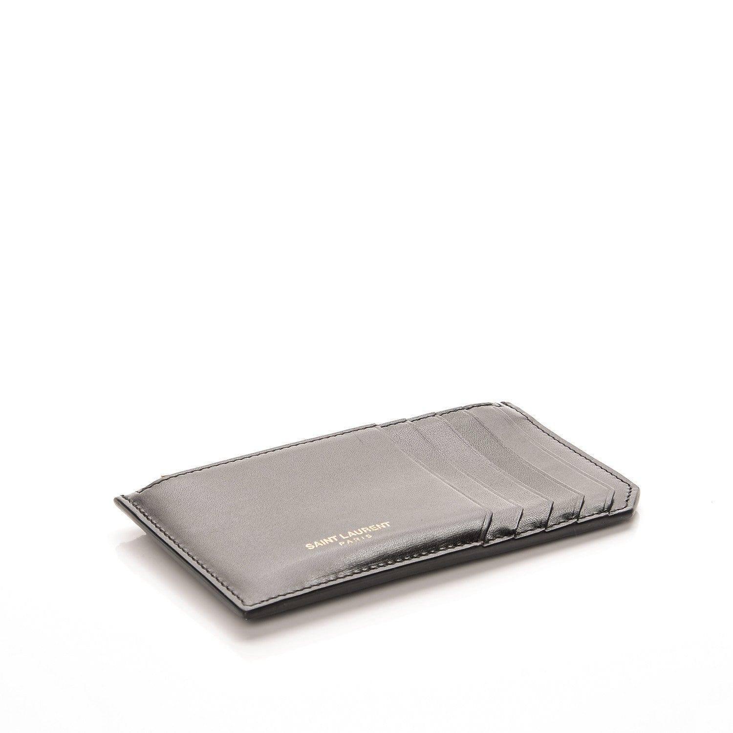 Saint Laurent Calfskin 5 Fragments Zip Pouch Card Holder Black 4 of 7