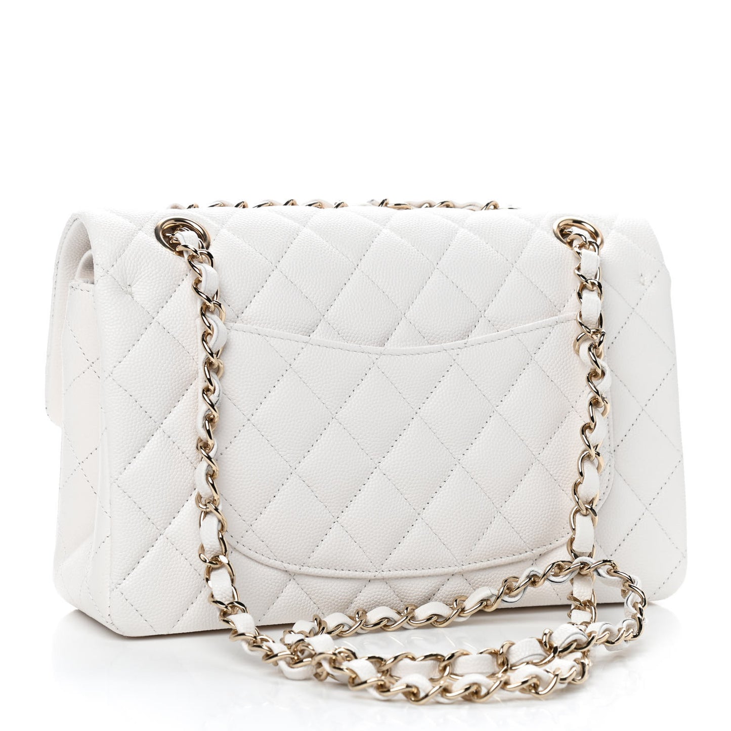 Caviar Quilted Small Double Flap White