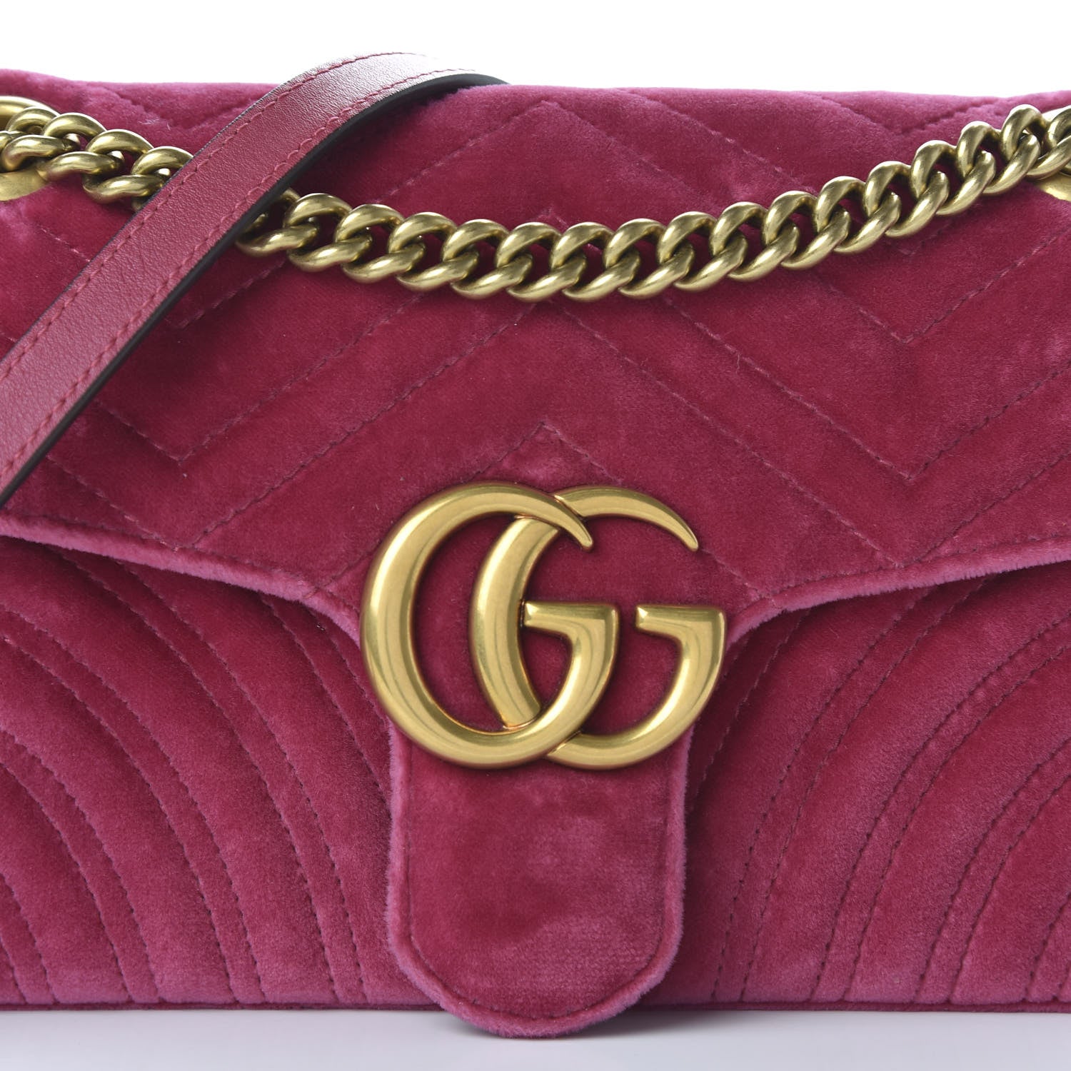 Gucci Velvet Matelasse Small GG Marmont Shoulder Bag Light Raspberry Rose 10 of 10