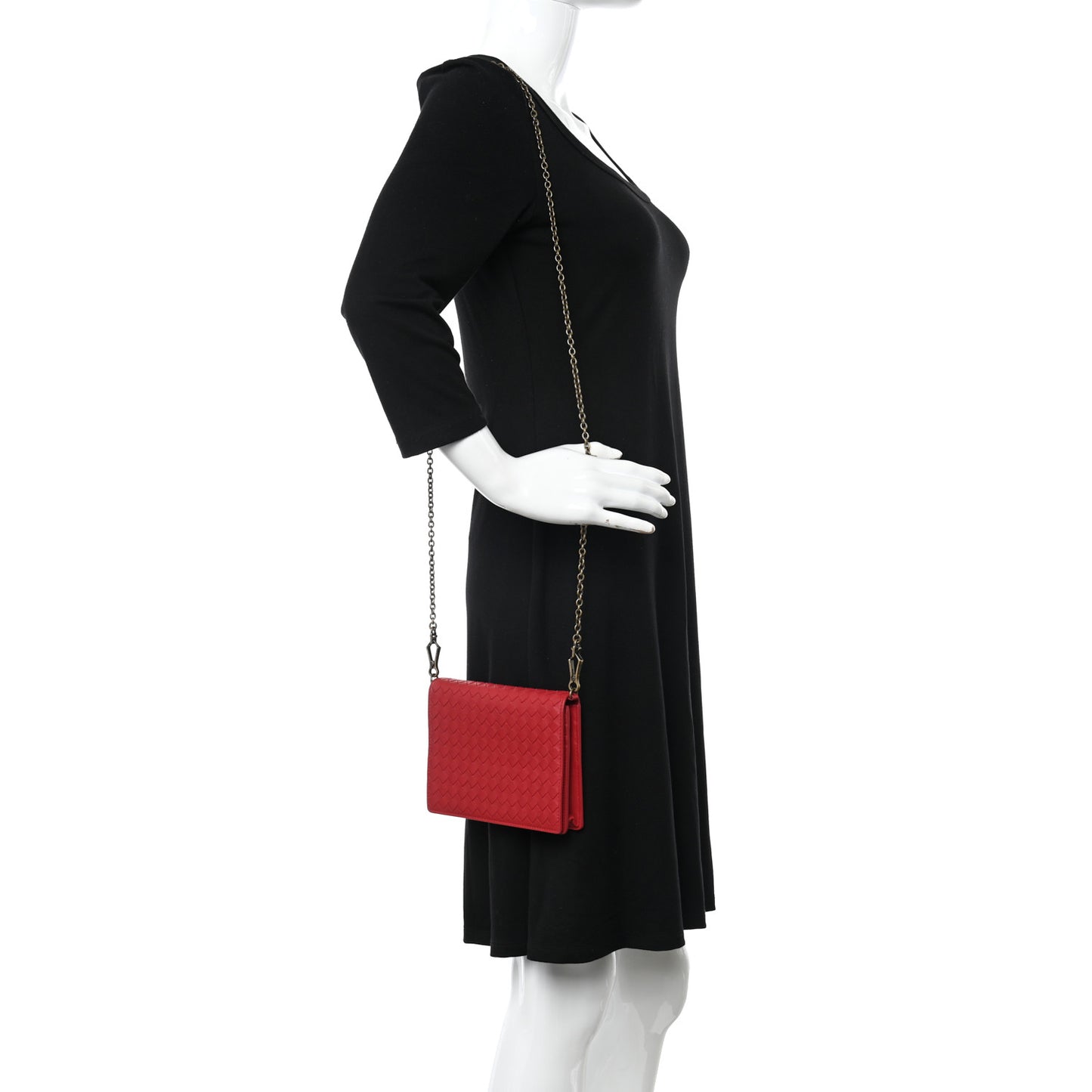 Nappa Intrecciato Chain Wallet China Red