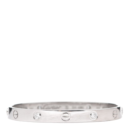 Cartier 18K White Gold 4 Diamond LOVE Bracelet 16 1 of 6