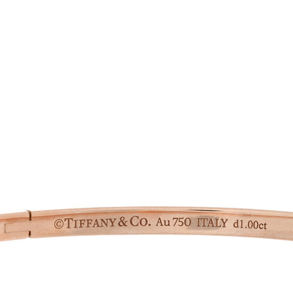 Tiffany 18K Rose Gold Diamond Narrow T1 Hinged Bangle Bracelet 3 of 4