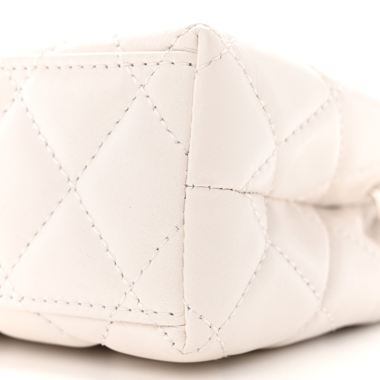 Chanel Shiny Aged Calfskin Quilted Nano Kelly Shopper White 10 of 12