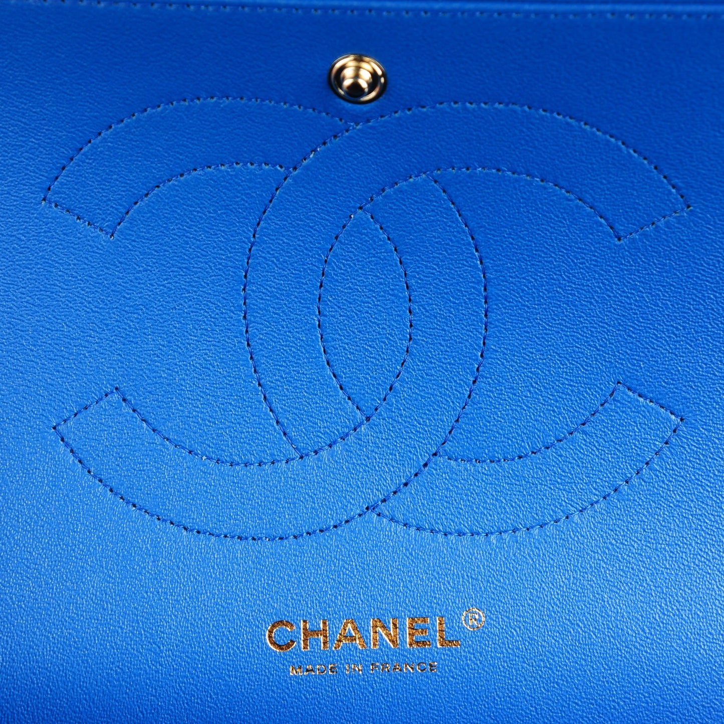 Lambskin Quilted Jumbo Double Flap Blue
