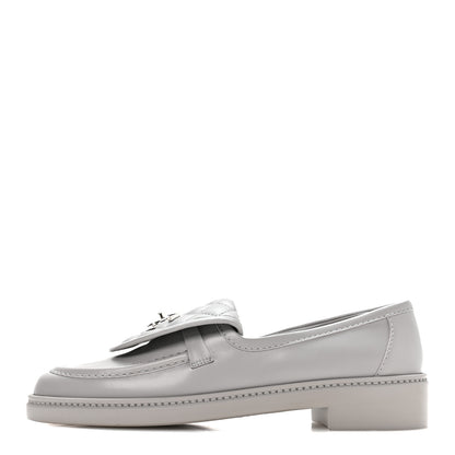 Chanel Lambskin Quilted CC Turnlock Loafers 39 Grey 1 of 8