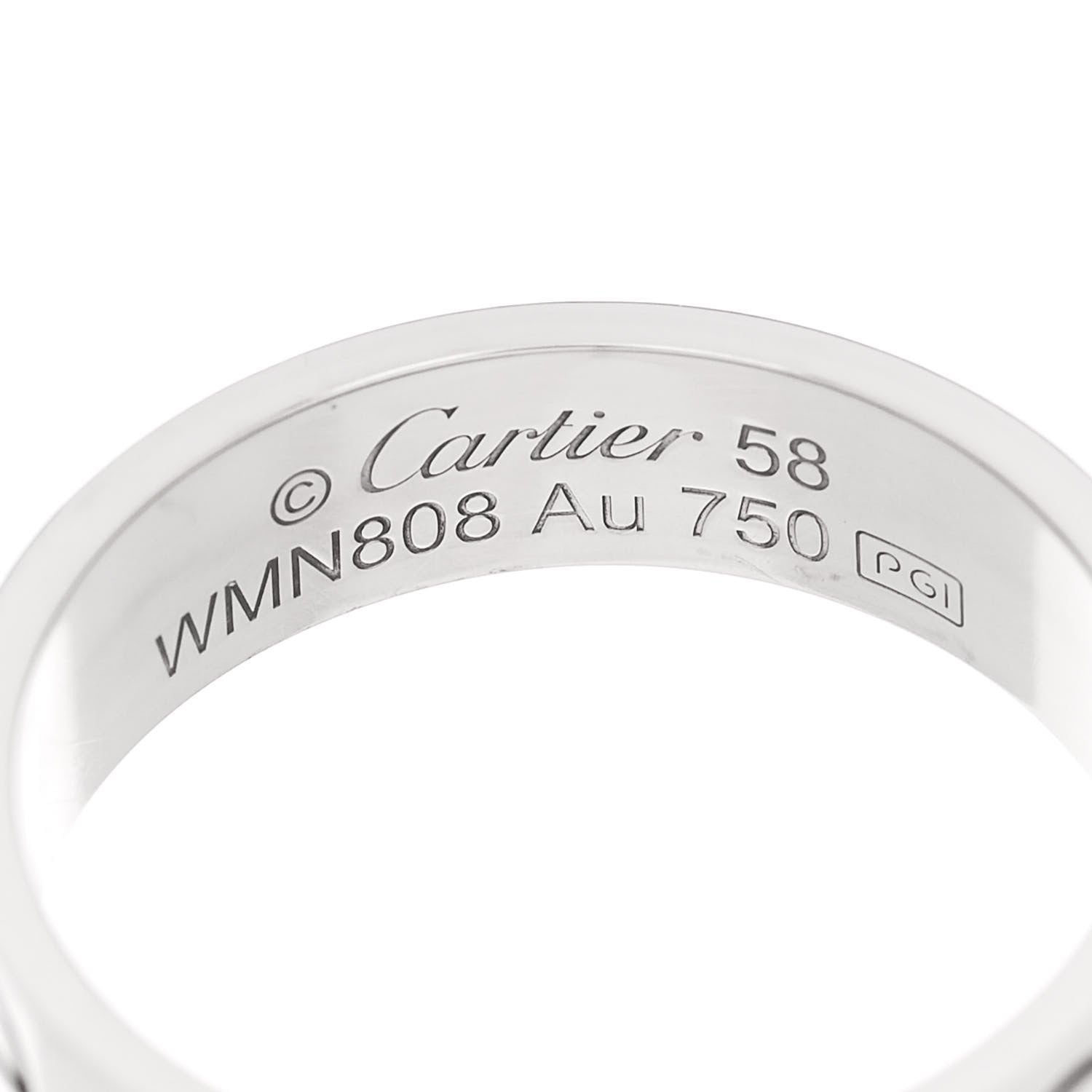 Cartier 18K White Gold 5.5mm LOVE Ring 58 8.5 4 of 5