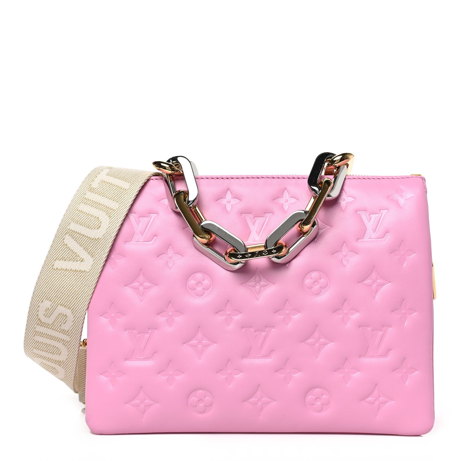 Louis Vuitton Lambskin Embossed Monogram Coussin PM Rose Bonbon 1 of 8