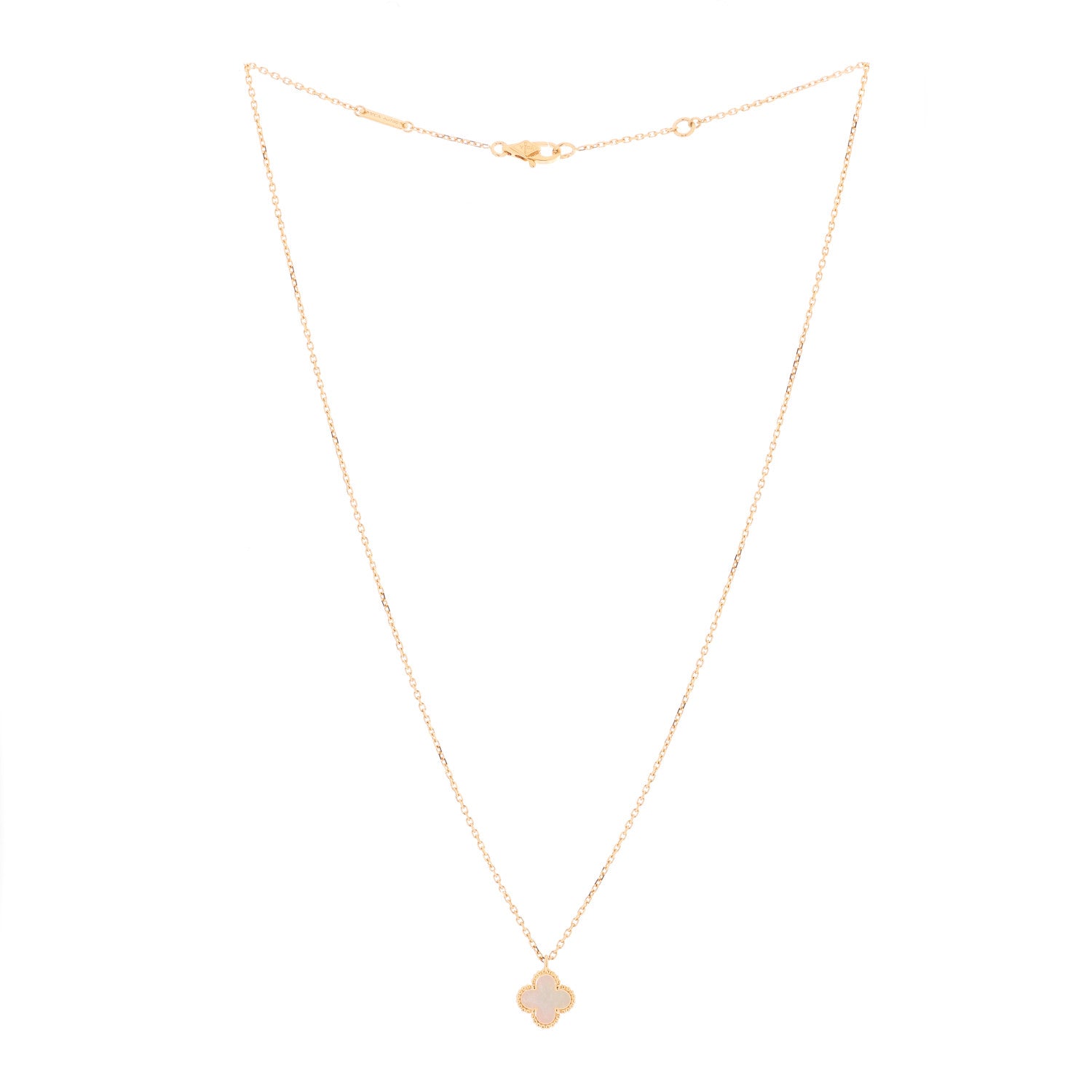 Van Cleef & Arpels 18K Yellow Gold Mother of Pearl Sweet Alhambra Pendant Necklace 2 of 3