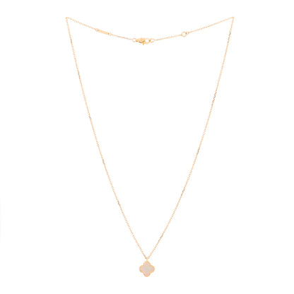Van Cleef & Arpels 18K Yellow Gold Mother of Pearl Sweet Alhambra Pendant Necklace 2 of 3