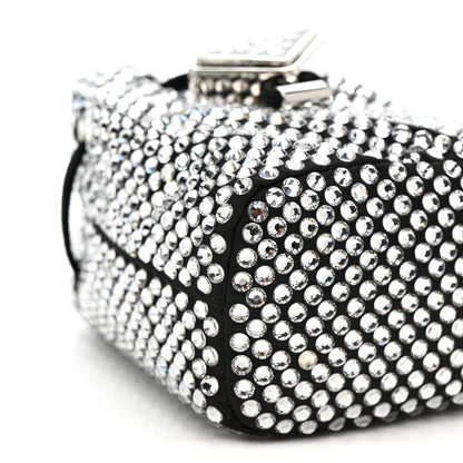 Prada Satin Crystal Metal Triangle Logo Mini Drawcord Pouch Shoulder Bag Crystal 10 of 11