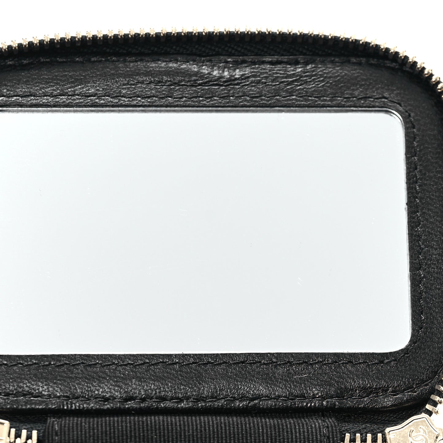 Lambskin Quilted Top Handle Mini Vanity Case With Chain Black