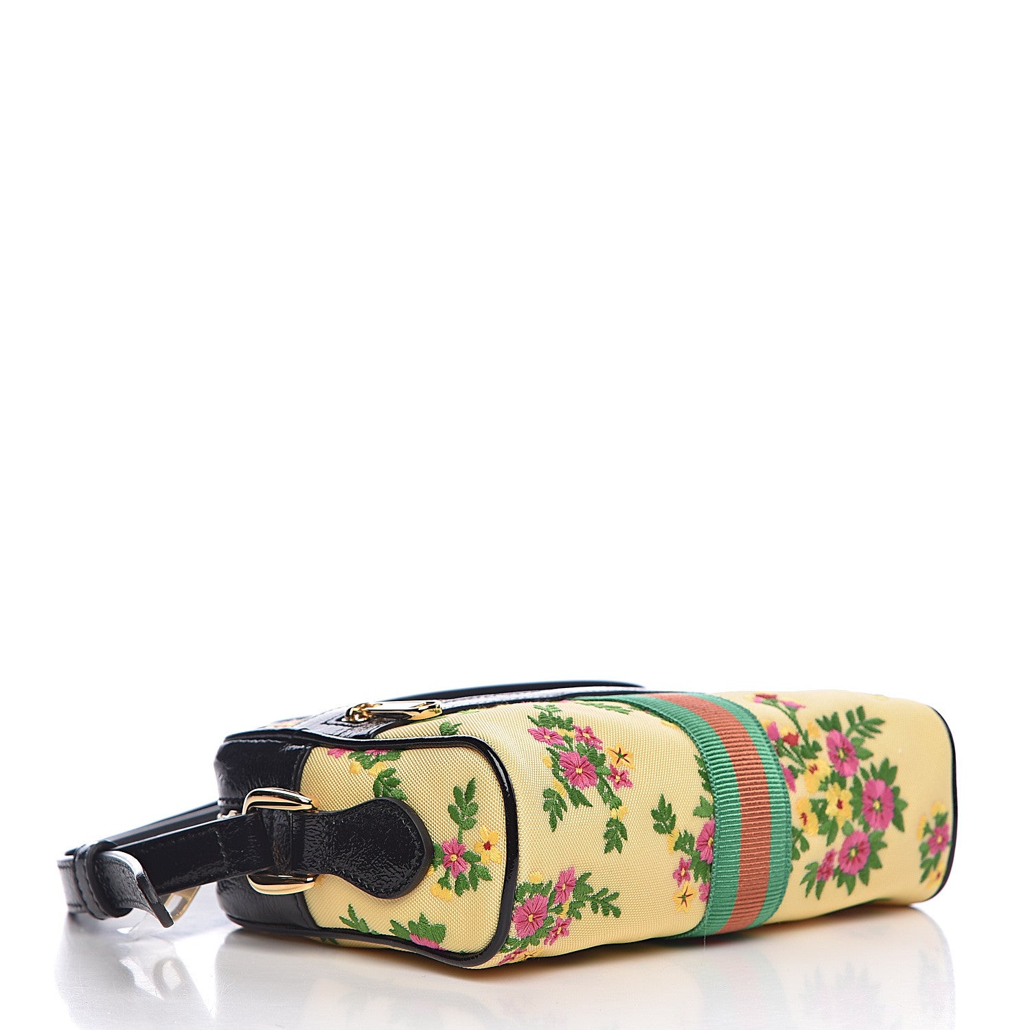 Gucci Canvas Patent Web Floral Embroidered Mini Ophidia Shoulder Bag 4 of 10