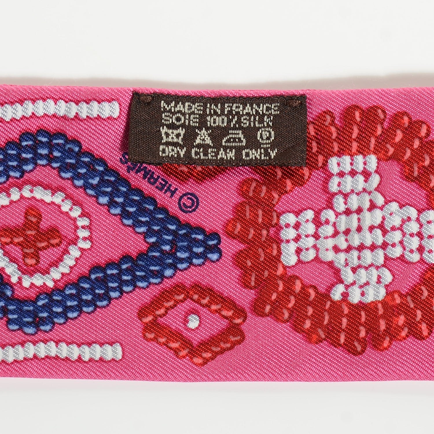 Hermes Silk Kelly En Perles Twilly Rose Bleu Blanc Rouge 3 of 4
