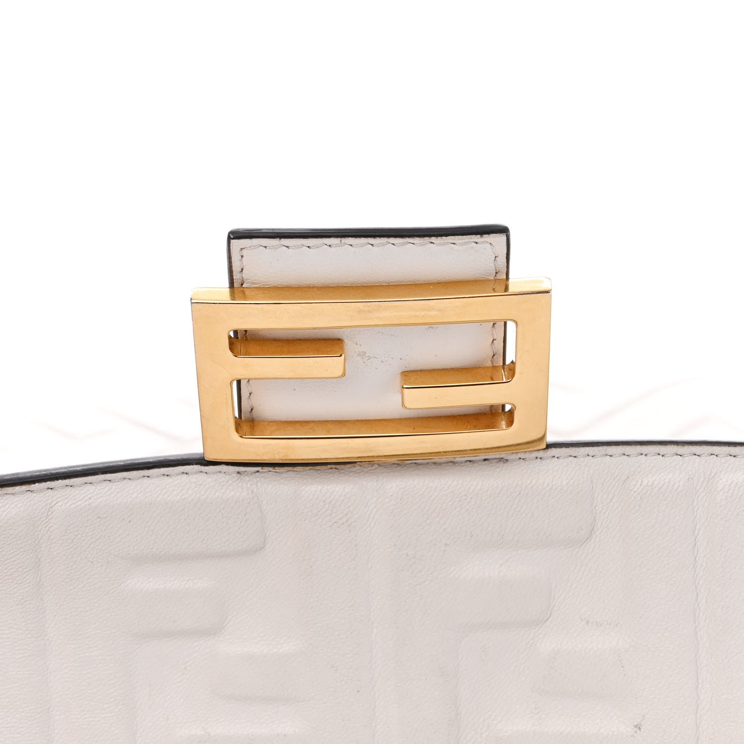 Fendi Nappa FF 1974 Embossed Baguette White 22 of 23