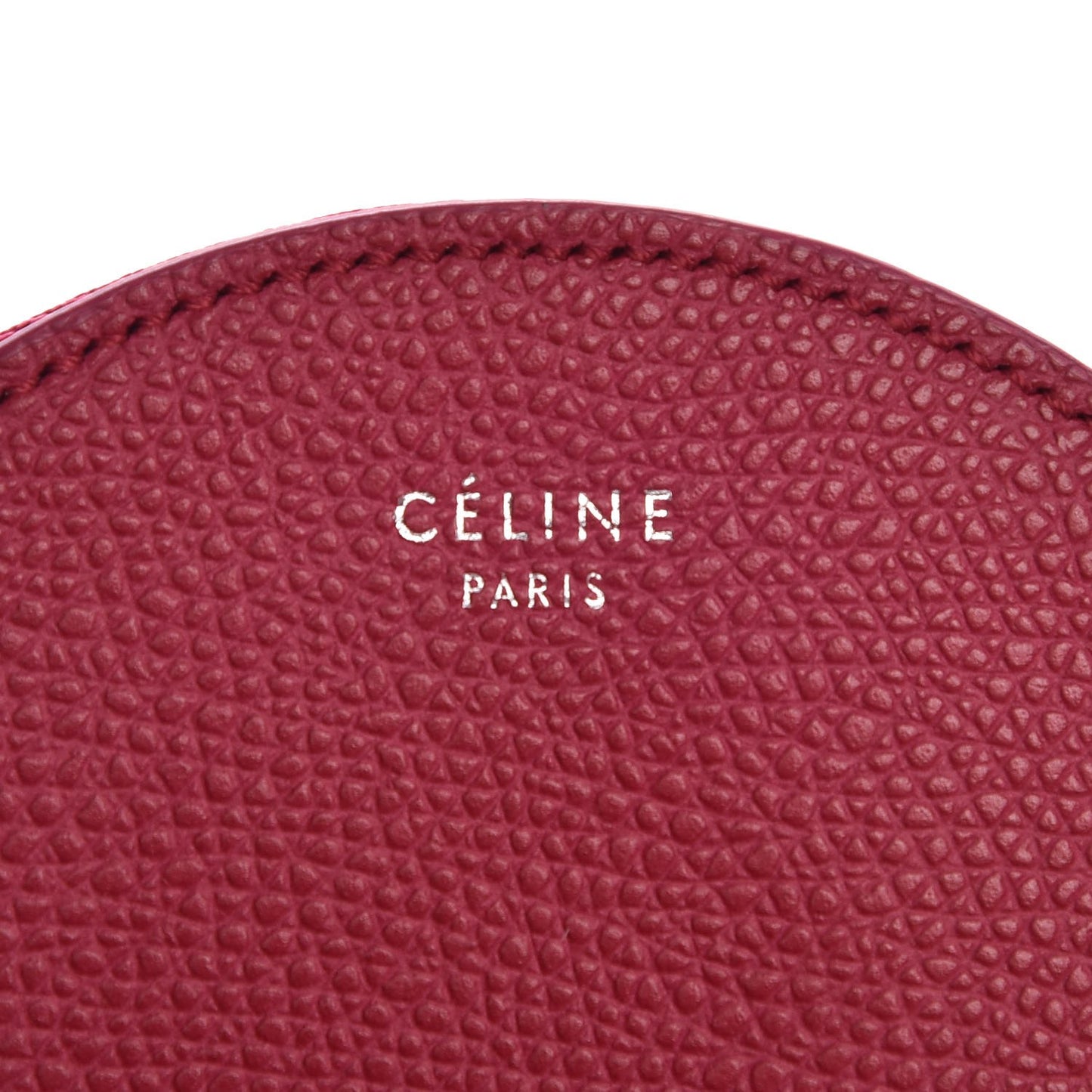 Grained Calfskin Round Zip Coin Purse