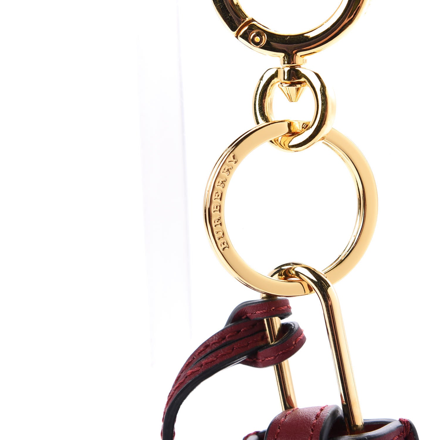 Burberry Calfskin Studded Zig Zag Lock Bag Charm Crimson 4 of 7