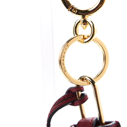 Burberry Calfskin Studded Zig Zag Lock Bag Charm Crimson 4 of 7