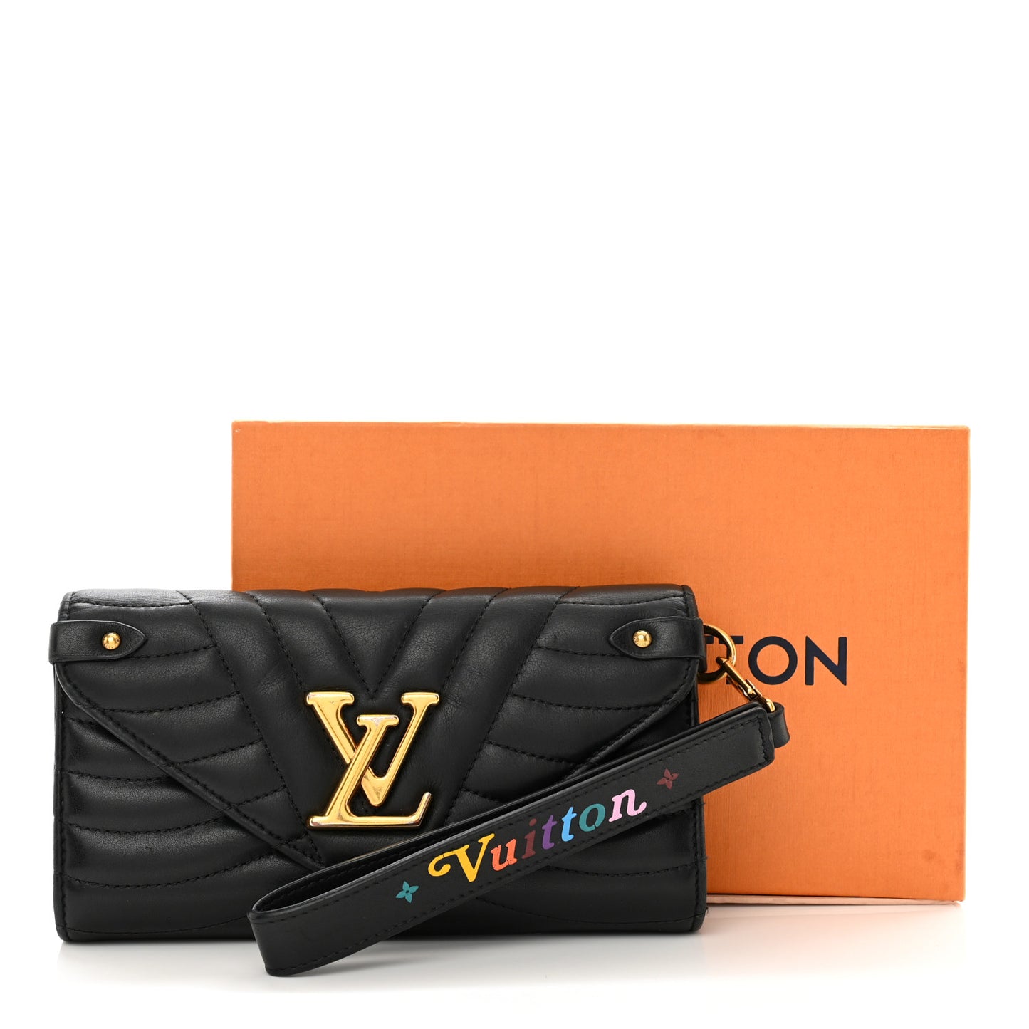 Calfskin New Wave Long Wallet Black