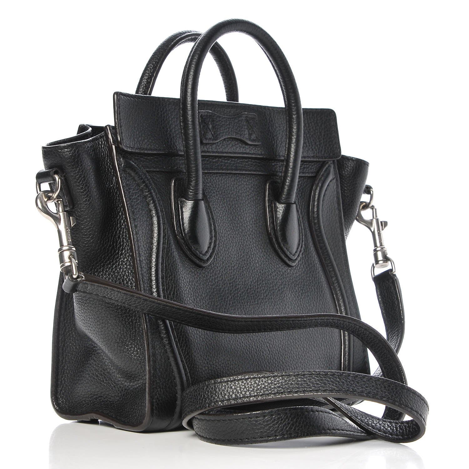 Celine Drummed Calfskin Nano Luggage Black 3 of 6