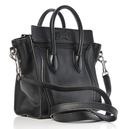 Celine Drummed Calfskin Nano Luggage Black 3 of 6