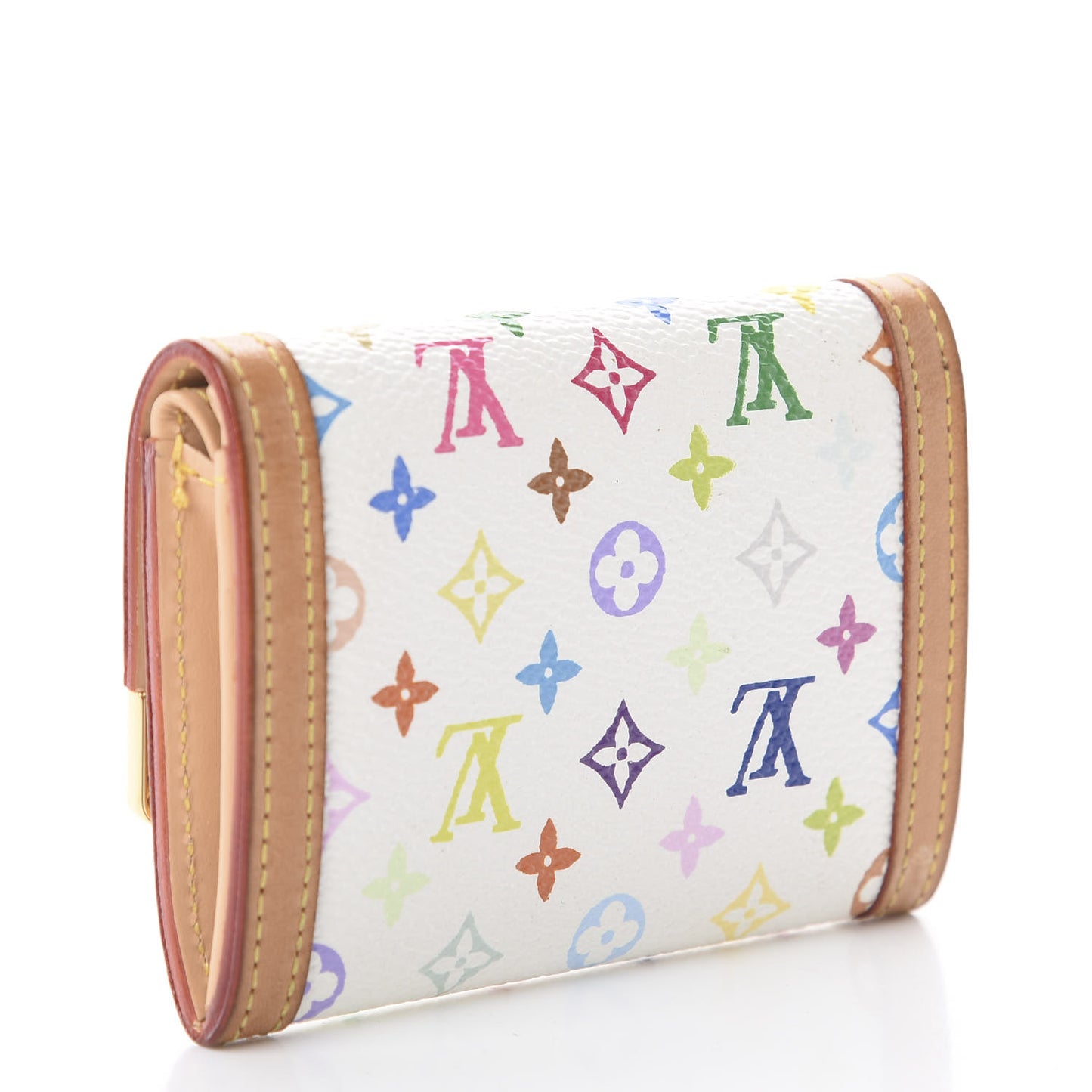 Monogram Multicolor Porte-Monnaie Plat Coin Purse White