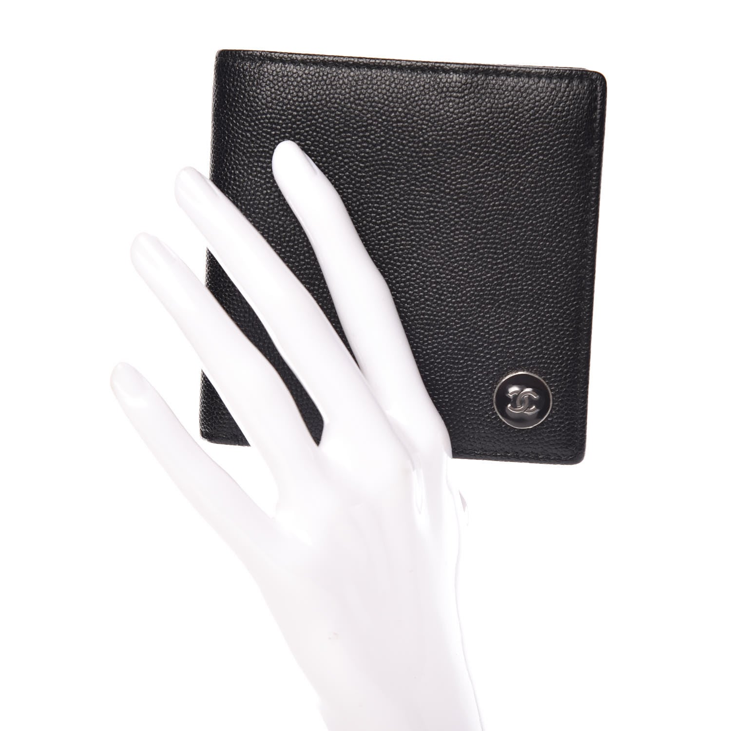 Chanel Caviar CC Button Bi-Fold Wallet Black 2 of 9