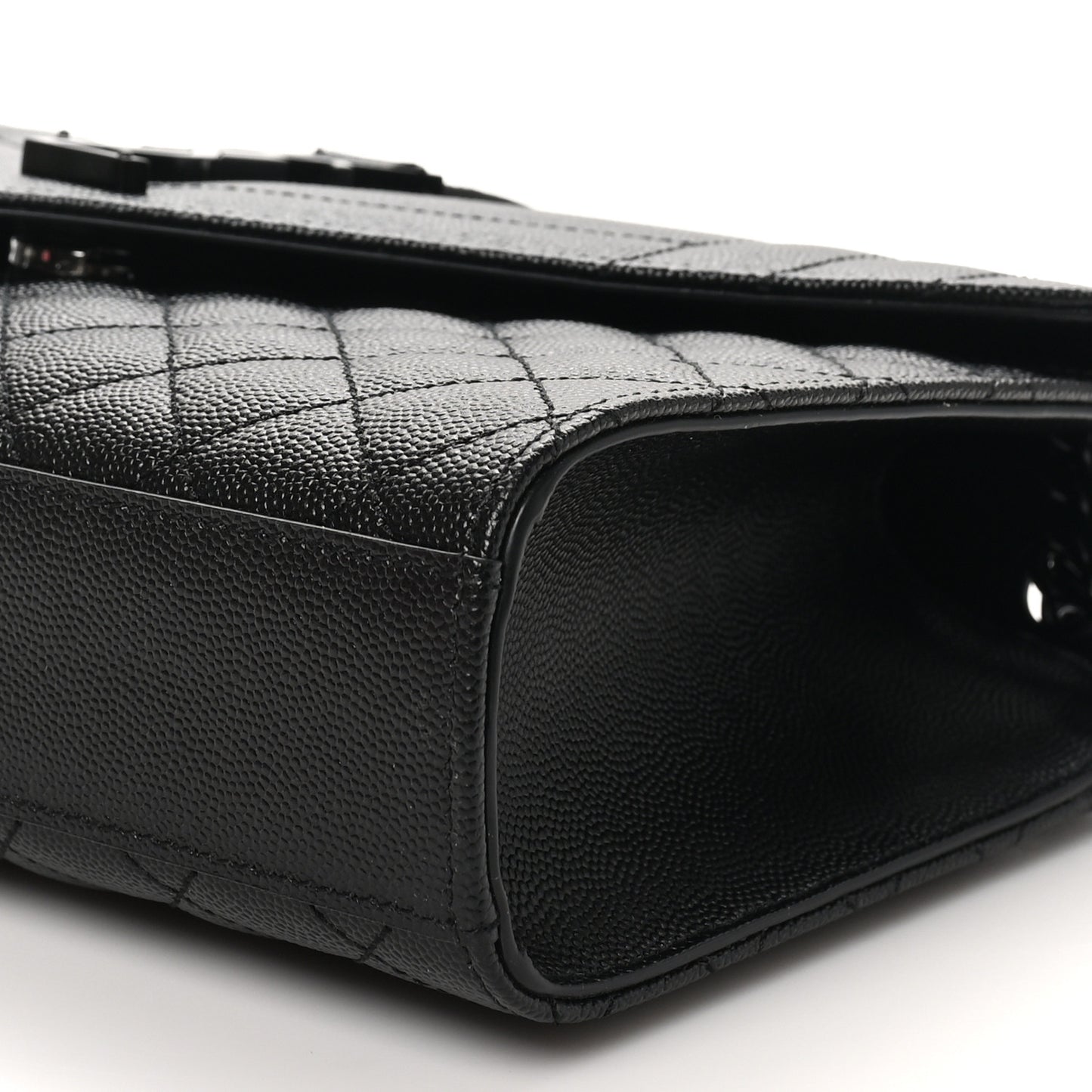 Grain De Poudre Textured Mixed Matelasse Triquilt Medium Monogram Monochrome Satchel Black