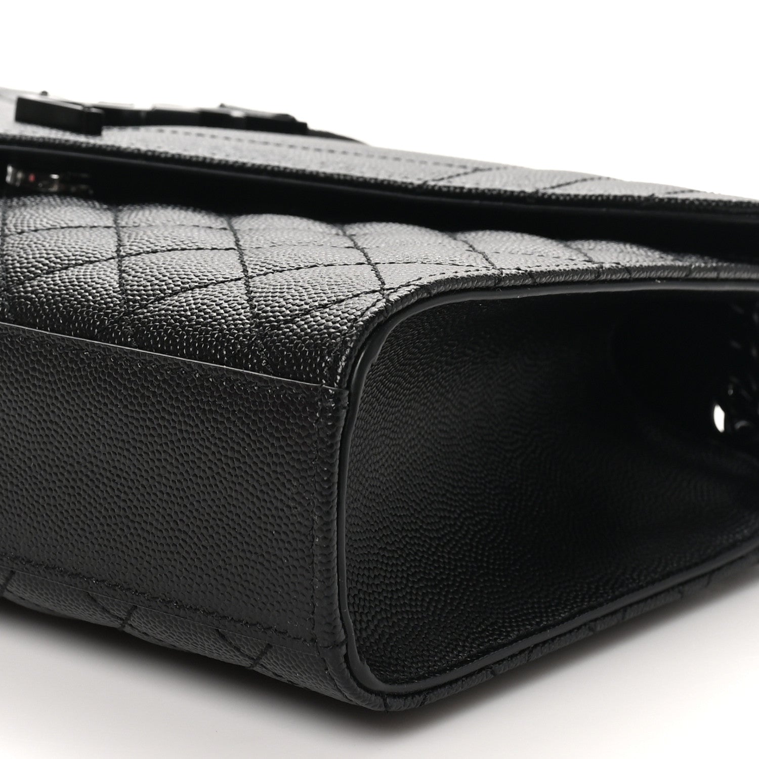 Saint Laurent Grain De Poudre Textured Mixed Matelasse Triquilt Medium Monogram Monochrome Satchel Black 10 of 10