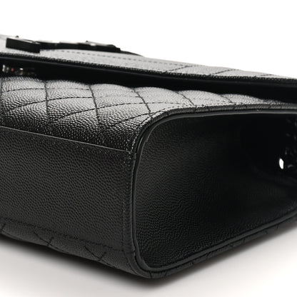 Saint Laurent Grain De Poudre Textured Mixed Matelasse Triquilt Medium Monogram Monochrome Satchel Black 10 of 10