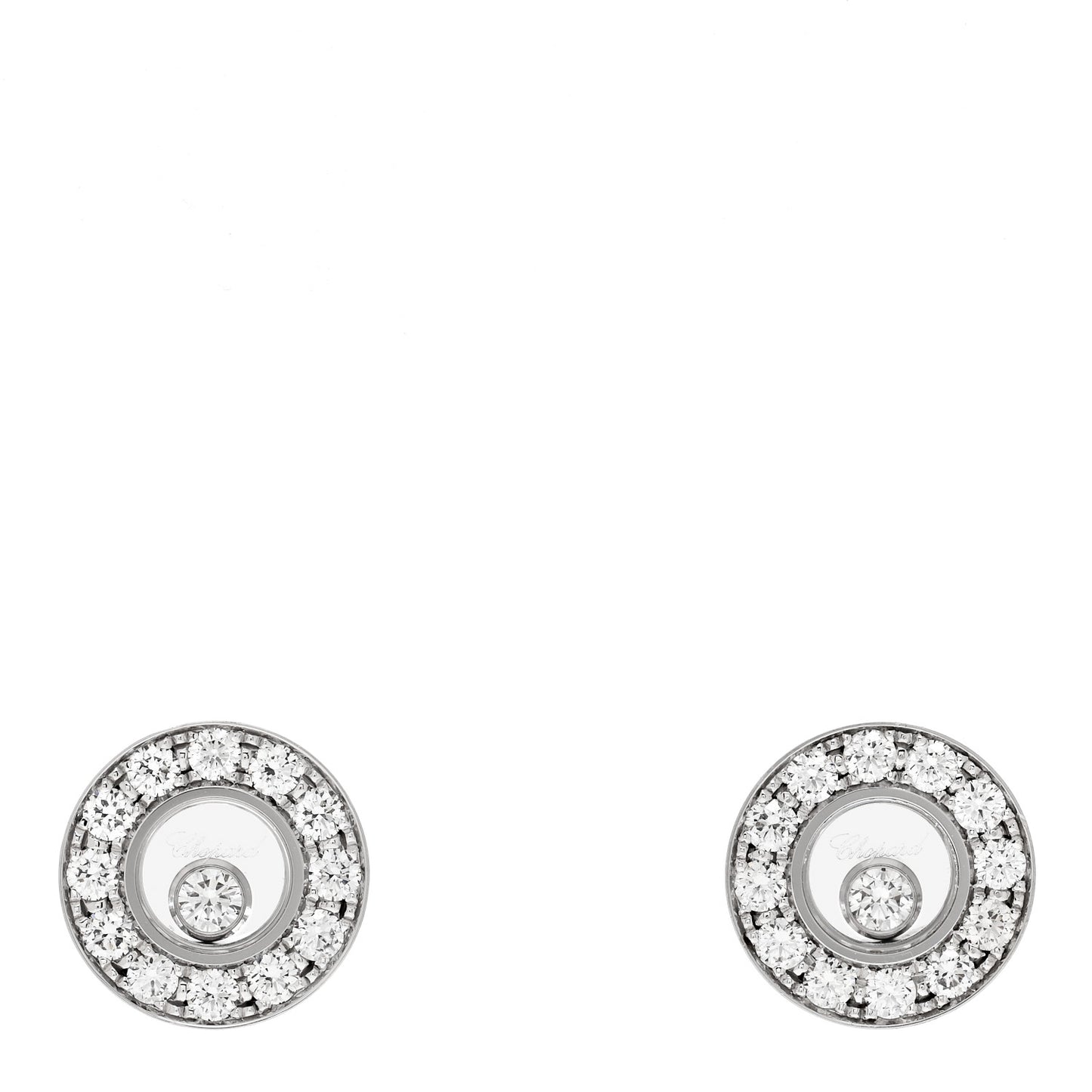 18K White Gold Happy Diamonds Icons Round Earrings