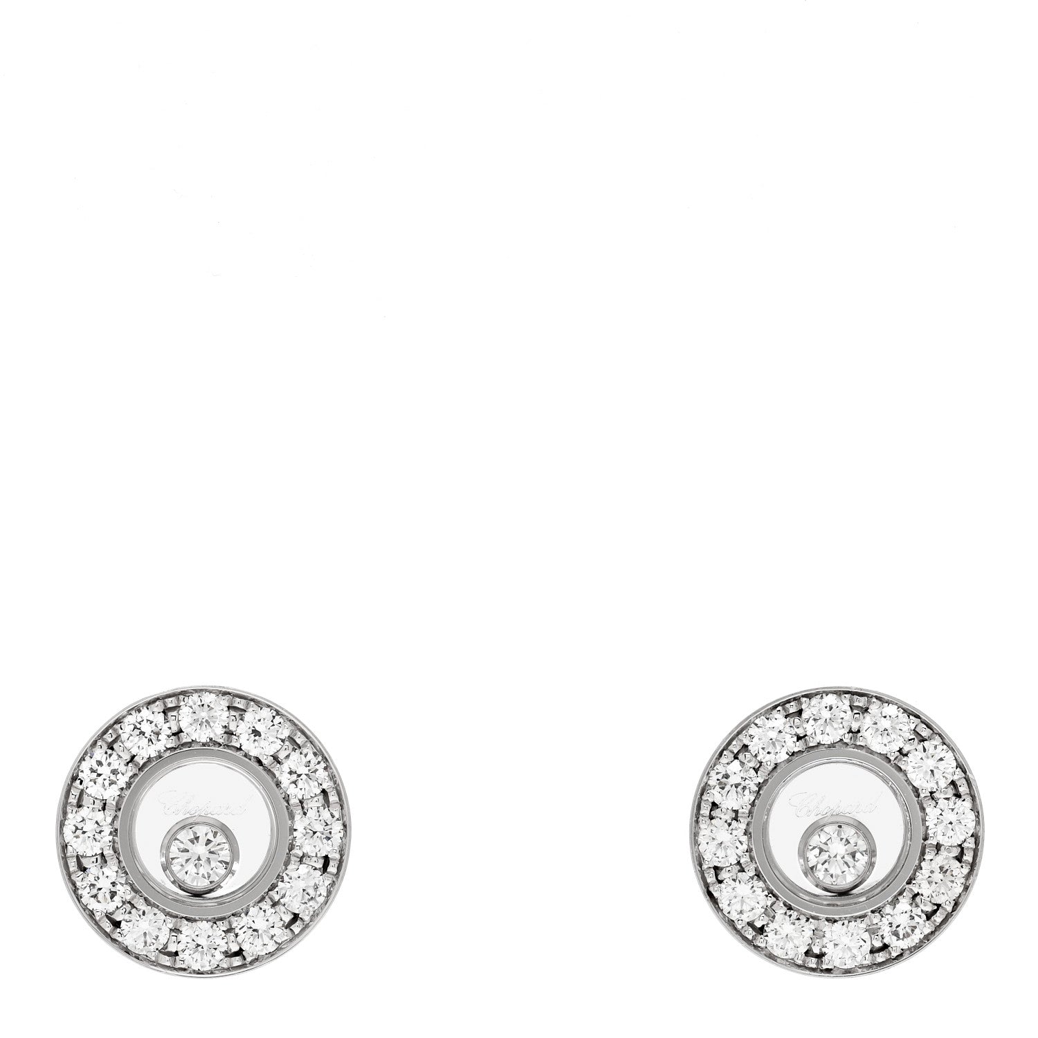 Chopard 18K White Gold Happy Diamonds Icons Round Earrings 1 of 5