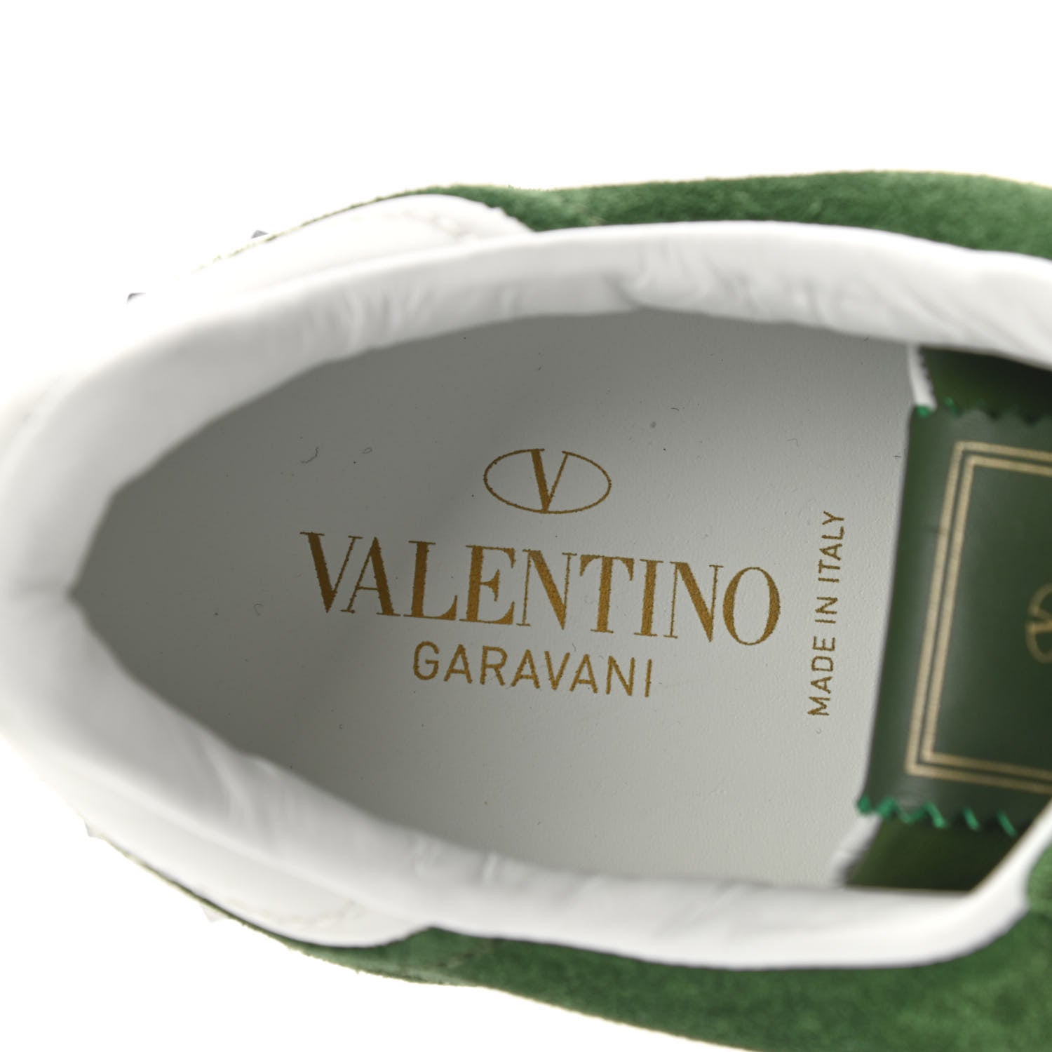 Valentino Garavani Suede Calfskin Mens Rockstud Flycrew Sneakers 41 Olive White 6 of 9