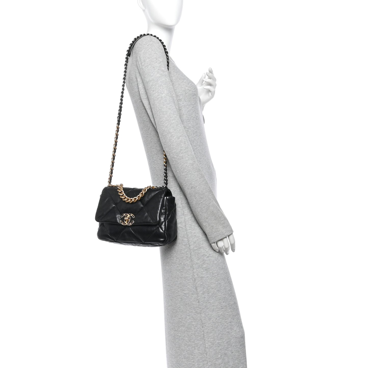 Lambskin Quilted Medium Chanel 19 Flap Black