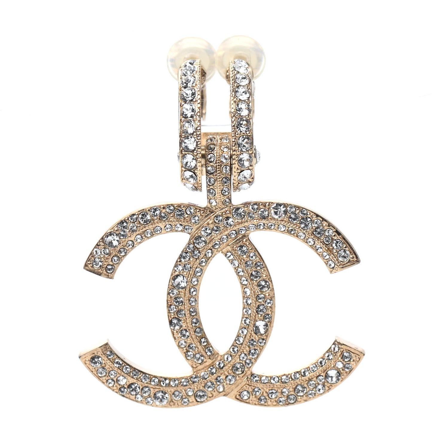 Crystal CC Clip On Earring Gold