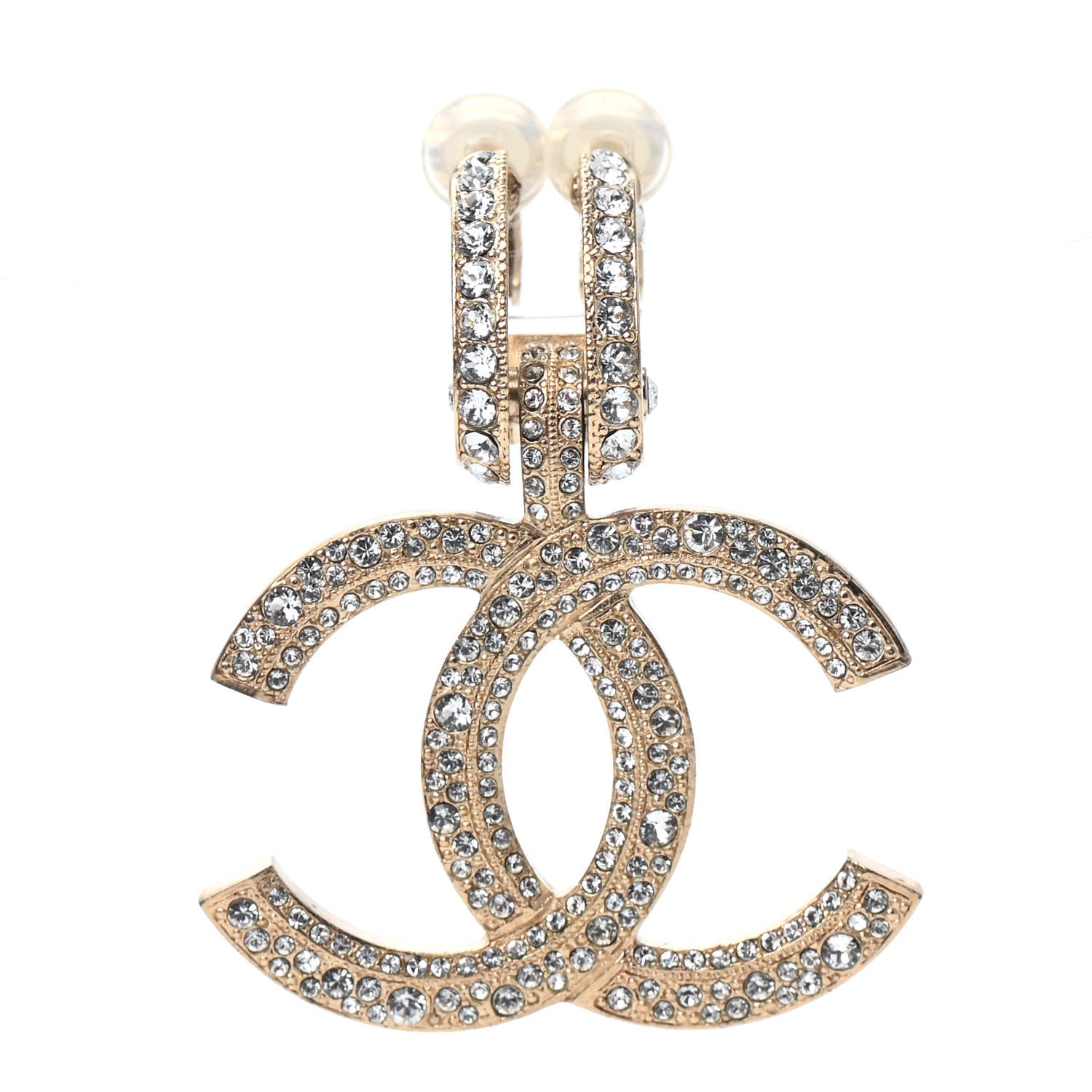 Chanel Crystal CC Clip On Earring Gold 1 of 4