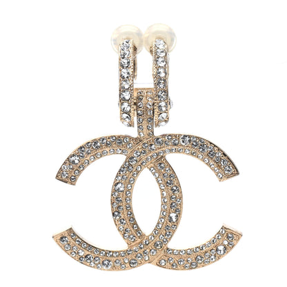 Chanel Crystal CC Clip On Earring Gold 1 of 4