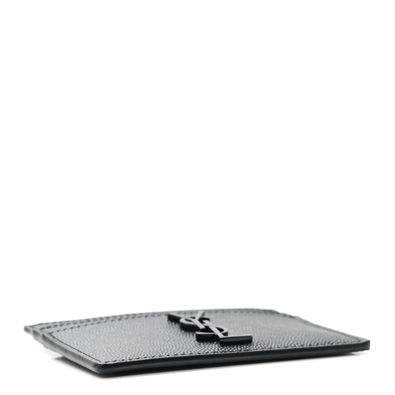 Saint Laurent Grain De Poudre Monogram Credit Card Case Black 4 of 8