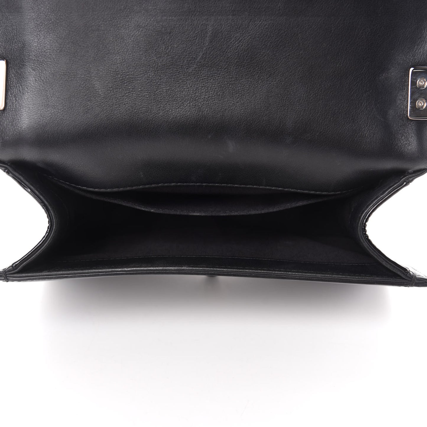 Patent Calfskin Quilted Small Boy Flap Black