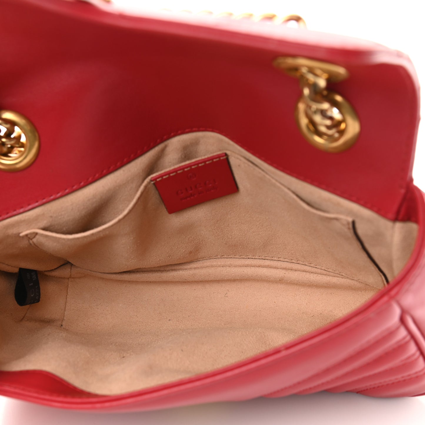 Calfskin Matelasse Mini GG Marmont Shoulder Bag Hibiscus Red