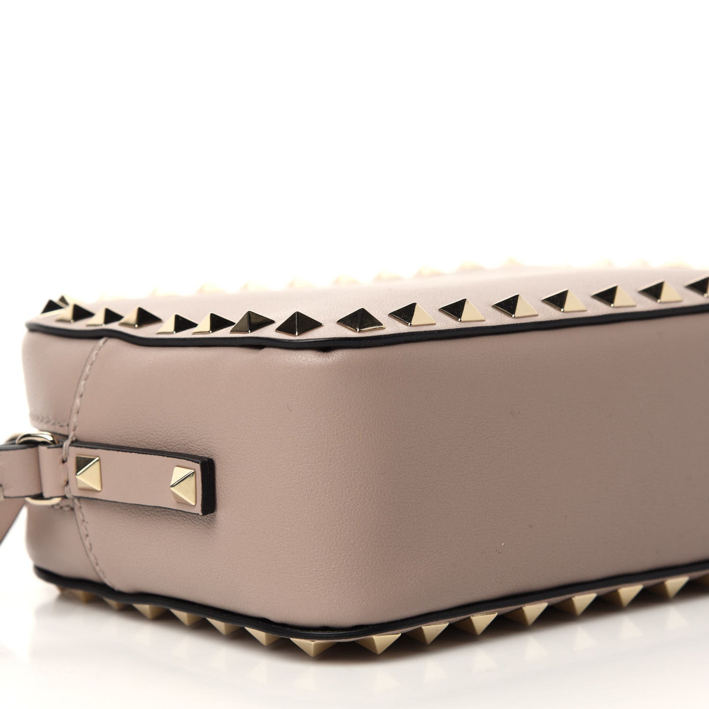Calfskin Rockstud Camera Crossbody Bag Poudre