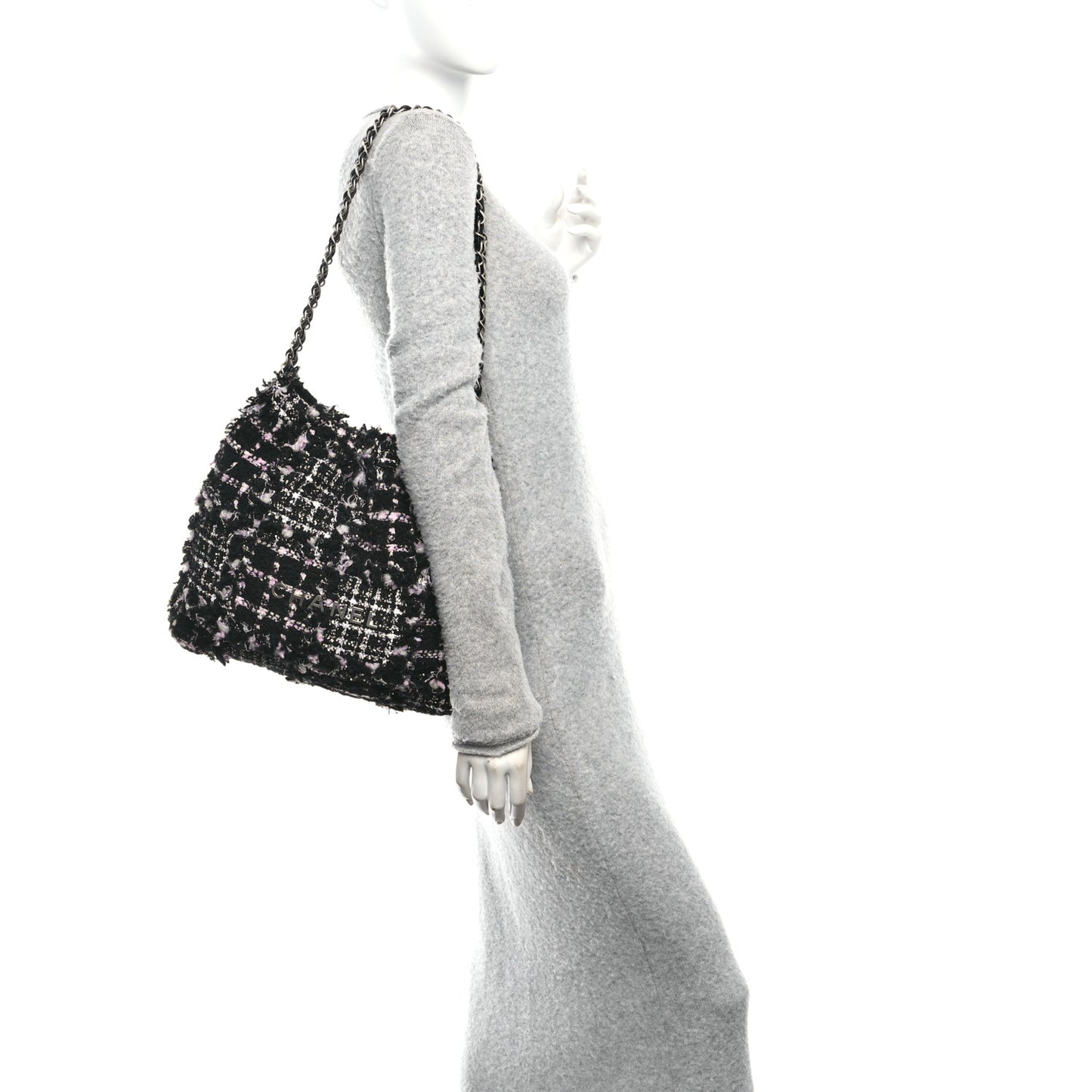Tweed Patchwork Quilted Small Chanel 22 Black Pink White