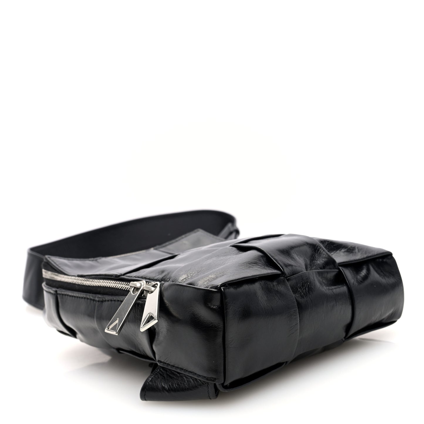 Paper Calfskin Intreccio Mini Cassette Sling Bag Black