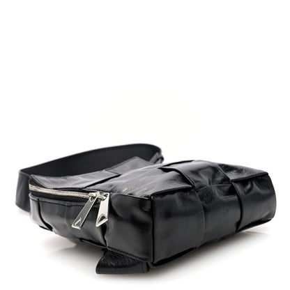 Bottega Veneta Paper Calfskin Intreccio Mini Cassette Sling Bag Black 4 of 10